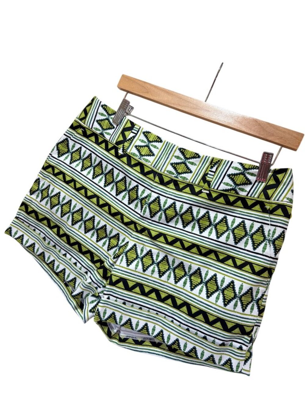 INC International Concepts Womens Green & White Tribal Print Regular Fit Shorts